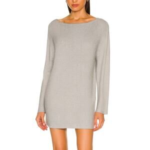 Reiss Larch Metallic Silver Gray Ribbed Batwing Mini Dress Size S